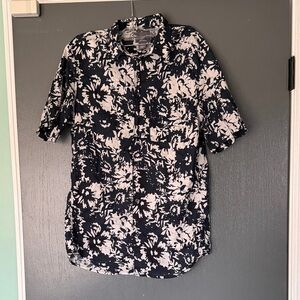 H&M Black and White Floral Resort Wear Men's Shirt